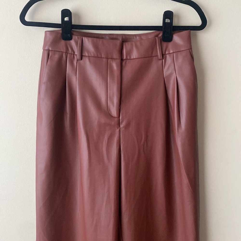 Revolve House of Harlow 1960 High Rise Faux Leather Straight Leg Trouser Pants 4 - Picture 4 of 10